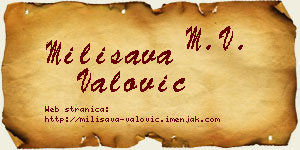 Milisava Valović vizit kartica